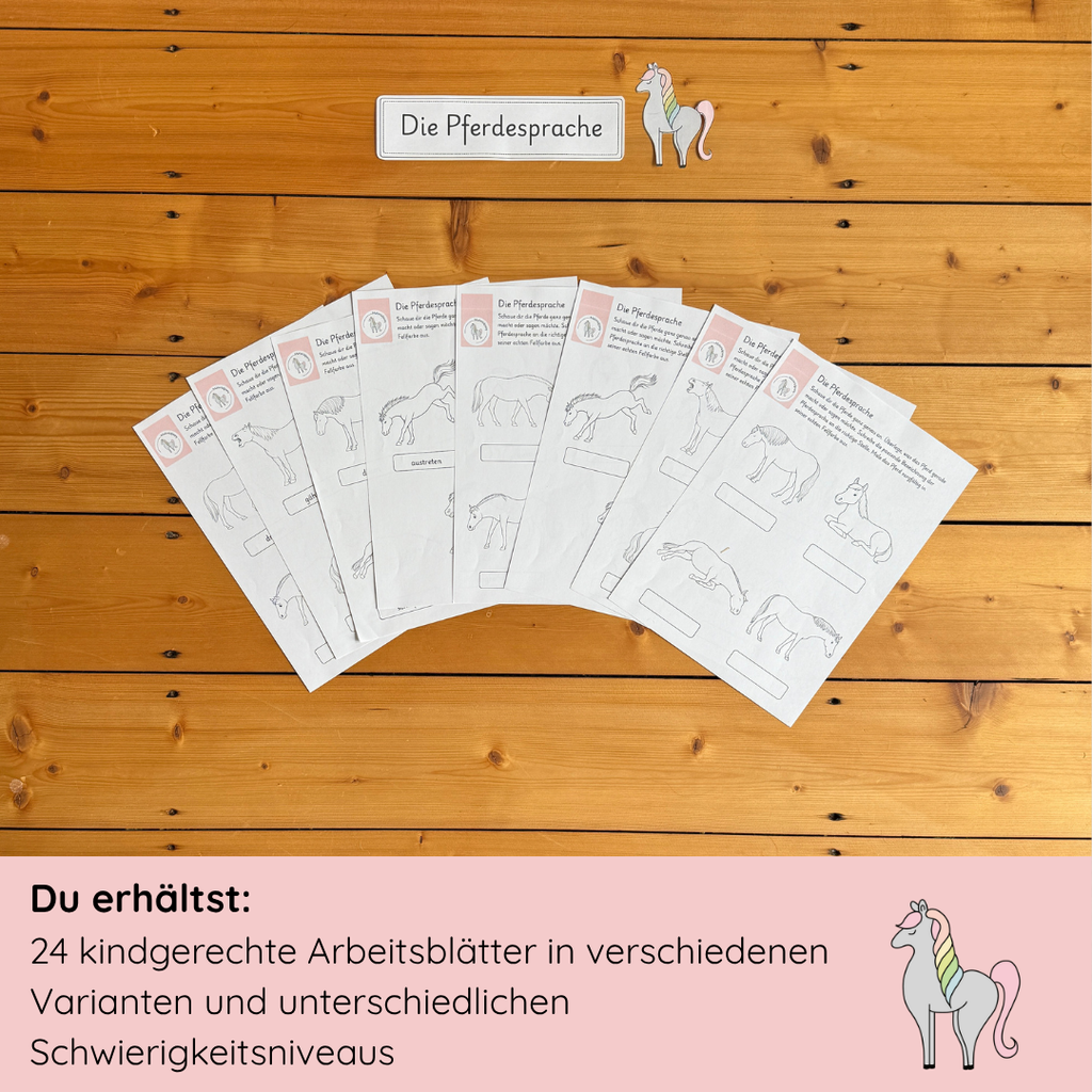 kindgerechte Arbeitsblätter Pferdesprache